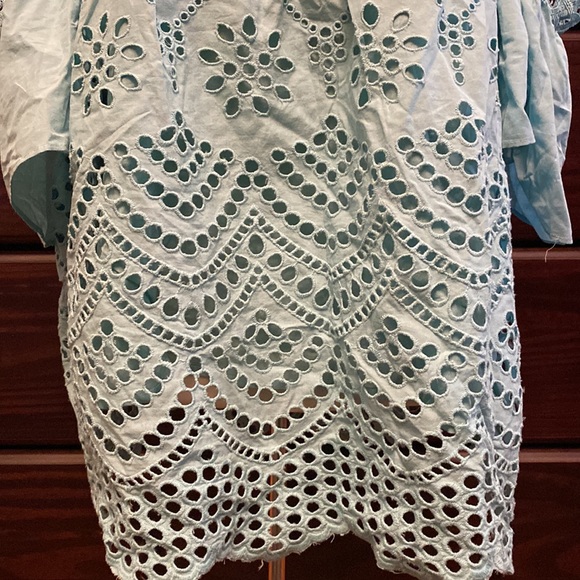 NWOT Venus Sz 6 Blue Lace Detail Off the Shoulder Adjustable Strap Short Sleeve - Picture 5 of 11